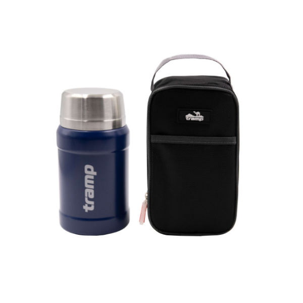 Термос TRAMP з широким горлом 800 мл в чохлі UTRC-132 Темно-синій