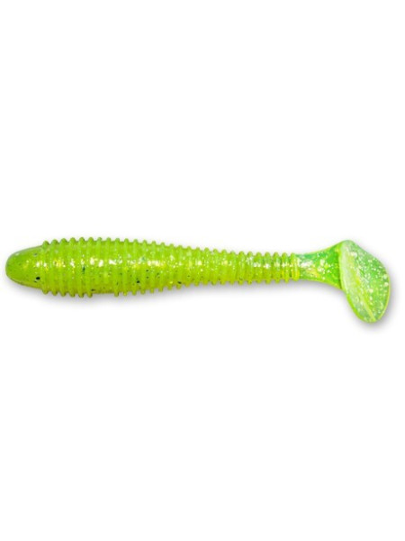 Виброхвост Crazy Fish Vibro fat 4" 10см салатовый кальмар 4шт (14-10-6-6)