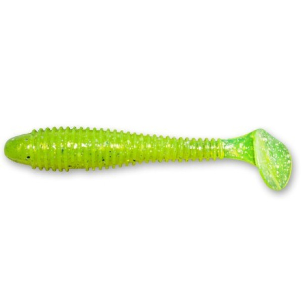 Виброхвост Crazy Fish Vibro fat 4" 10см салатовый кальмар 4шт (14-10-6-6)