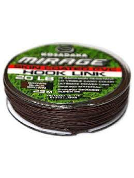 Повідковий матеріал в оболонці KOSADAKA MIRAGE SKIN COATED PVC HOOK LINK 20LB 25M Brown-Black-Brown